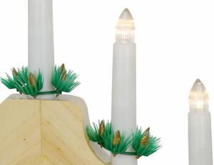 Nexos 29213 Vianočná dekorácia - klasický drevený svietnik - 7 LED diód, teple biely