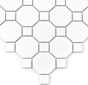 DUNIN - Mini Octagon White 55 matt Keramická mozaika (5,58 x 6,04 x 0,6 + 2,3 x 2,3 x 0,6 cm/1ks)