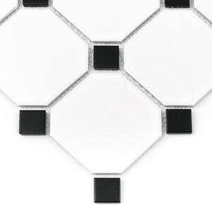 DUNIN - Octagon White 95 matt Keramická mozaika DUNIN (9,52 x 9,52 + 2,5 x 2,5 x 0,6 cm/1ks)