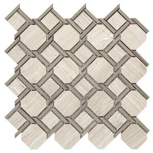 DUNIN - Manorial Woodstone Grey Nodum Mramorová mozaika DUNIN (28 x 28 cm / 1 ks)