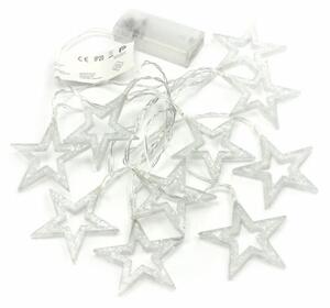 Nexos 57422 Vianočné dekoratívne osvetlenie - trblietavé hviezdy - 10 LED teple biele