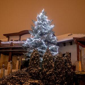 VOLTRONIC® 59750 Vianočné LED osvetlenie 60 m - studená biela 600 LED + ovládač - zelený kábel