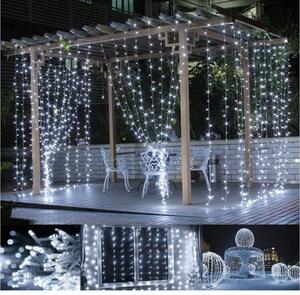 Vianočný svetelný záves - 3x3 m, 300 LED, studeno biely