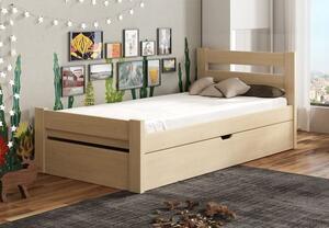 Detská posteľ z masívu borovice BELA s úložným priestorom - 200x90 cm - prírodná