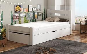 Detská posteľ z masívu borovice BELA s úložným priestorom - 200x90 cm - biela