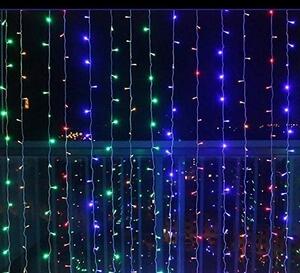 Vianočný svetelný záves - 3x3 m, 300 LED, farebný