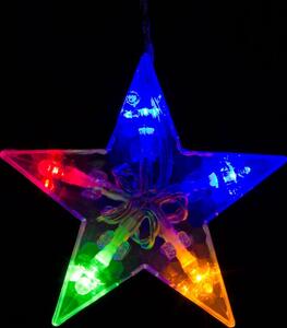 VOLTRONIC Vianočný záves,svietiace hviezdy, 150 LED, farebný
