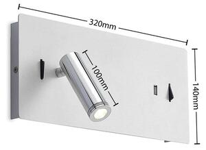 Lucande - Kimo LED Square Nástenné Svietidlo USB White/Chrome - Lampemesteren