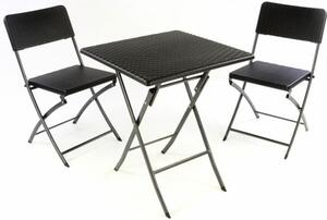 Garthen 37114 Záhradný set stôl a 2 stoličky ratanového vzhľadu, skladacie