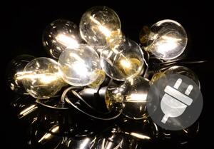 Záhradné párty osvetlenie LED - sklenené žiarovky - 5 m teplá biela