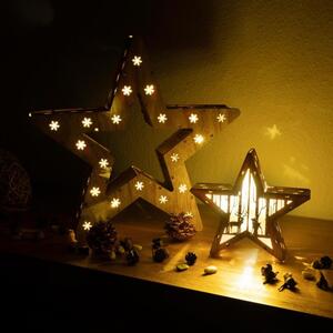 Sada 2 drevených vianočných hviezd - 15 LED