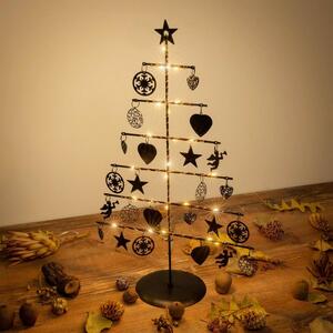 Nexos 67072 Vianočný kovový dekoračný strom - čierny, 25 LED, teplá biela