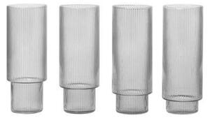 Ferm LIVING - Ripple Long Drink Glasses Set of 4 Smoked Grey - Lampemesteren