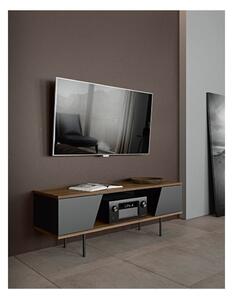 TV stolík v dekore orechového dreva s čiernymi detailmi TemaHome Dixie