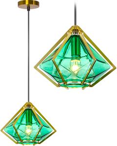 Stropné svietidlo EMERALD DIAMOND - kov / sklo - zlaté / zelené