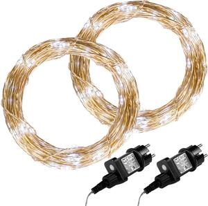 VOLTRONIC 2 kusy svetelných drôtov 100 LED, studene biela