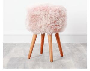 Stolička s ružovým sedadlom z ovčej kožušiny Native Natural, ⌀ 30 cm