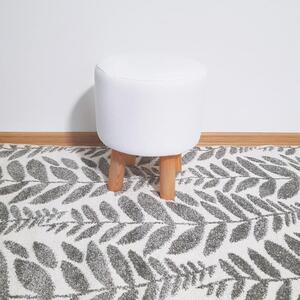 DEKOORI - Drevená taburetka, okrúhly puf DEKORIKO, jednofarebná biela