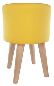 DEKOORI - Drevená taburetka, okrúhly puf DEKORIKO, jednofarebná žltá