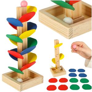 KIK Montessori drevený kulodrom – vzdelávacia veža s guľôčkami