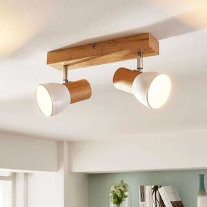 Lindby - Thorin 2 Stropné Lampa Wood/White - Lampemesteren