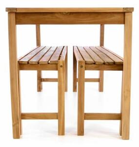 Záhradný set lavíc a stola DIVERO - ošetrené teakové drevo - 135 cm