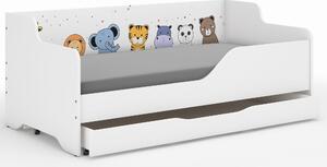 Detská posteľ LOLA - MINI ZOO 160x80 cm - grafika na bočnici
