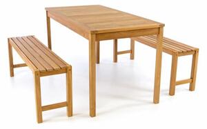 Divero 47284 Záhradný set lavíc a stola - ošetrené teakové drevo - 135 cm