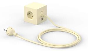 Avolt Stikdåser - Square 1 USB A & Magnet 1,8m Ice Yellow Avolt - Lampemesteren