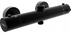 Sprchová nástenná termostatická batéria MEXEN KAI s pripojením na sprchovú tyč - čierna
