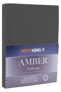 Tmavosivá elastická bavlnená plachta DecoKing Amber Collection, 200/220 x 200 cm