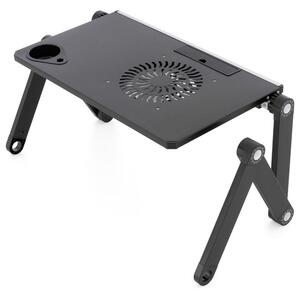 Divero 71765 Notebookový stolík s USB ventilátorom - striebornočierny