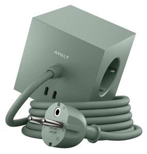 Avolt Stikdåser - Square 1 w/30W Dual USB-C & Magnet 1,8m Oak Green Avolt - Lampemesteren