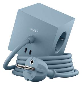 Avolt Stikdåser - Square 1 w/30W Dual USB-C & Magnet 1,8m Shark Blue Avolt - Lampemesteren