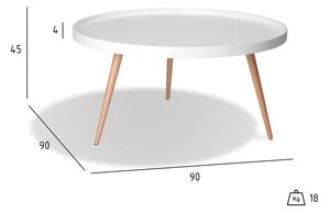 Biely konferenčný stolík s nohami z bukového dreva Furnhouse Opus, Ø 90 cm