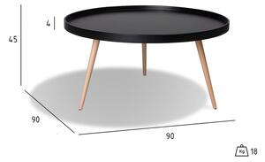 Čierny konferenčný stolík s nohami z bukového dreva Furnhouse Opus, ø 90 cm