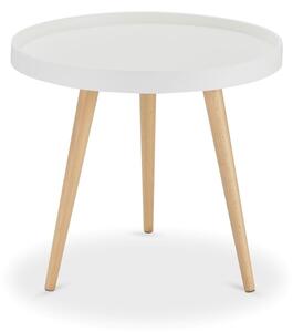 Biely odkladací stolík s nohami z bukového dreva Furnhouse Opus, Ø 50 cm