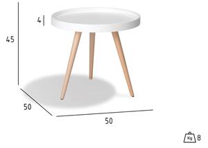 Biely odkladací stolík s nohami z bukového dreva Furnhouse Opus, Ø 50 cm
