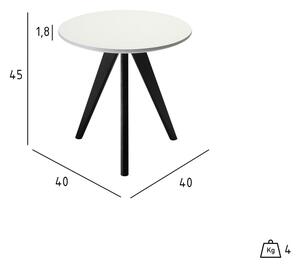 Čierno-biely konferenčný stolík s nohami z dubového dreva Furnhouse Life, Ø 40 cm