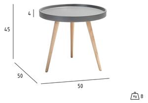 Sivý odkladací stolík s nohami z bukového dreva Furnhouse Opus, Ø 50 cm