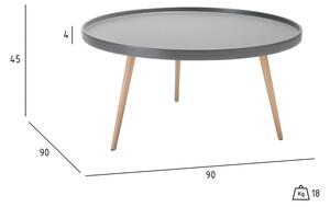 Sivý konferenčný stolík s nohami z bukového dreva Furnhouse Opus, Ø 90 cm