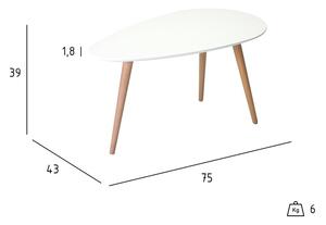 Biely konferenčný stolík s nohami z bukového dreva Furnhouse Fly, 75 x 43 cm
