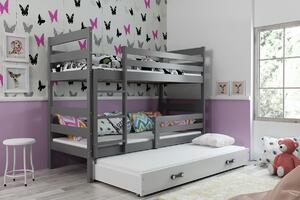 BMS Detská poschodová posteľ s prístelkou ERYK grafit Veľkosť spacej plochy: 190x80 cm, Doplňujúca farba postele: Biela