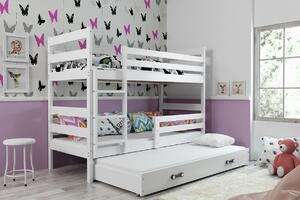 BMS Detská poschodová posteľ s prístelkou ERYK biela Veľkosť spacej plochy: 200x90 cm, Doplňujúca farba postele: Biela