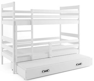 Poschodová posteľ s prístelkou - ERIK 3 - 190x80cm Biely - Biely
