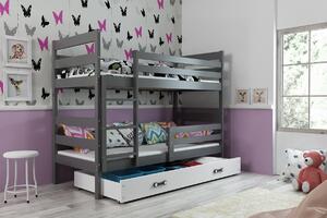 BMS Detská poschodová posteľ s úložným priestorom ERYK grafit Farebné prevedenie šuplíka: Biela, Veľkosť spacej plochy: 190x80 cm