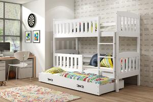 Detská poschodová posteľ KUBUŠ 3 s prístelkou | biela Farba: Biela / biela, Rozmer.: 190 x 80 cm
