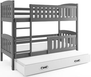 BMS Detská poschodová posteľ KUBUŠ 3 s prístelkou / sivá Farba: Sivá / biela, Rozmer.: 190 x 80 cm