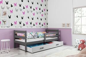 BMS Detská posteľ s úložným priestorom ERYK grafit Farebné prevedenie šuplíka: Biela, Veľkosť spacej plochy: 190x80 cm