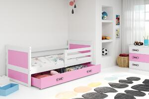 BMS Detská posteľ s úložným priestorom RICO biela Veľkosť spacej plochy: 200x90 cm, Doplňujúca farba postele: Ružová